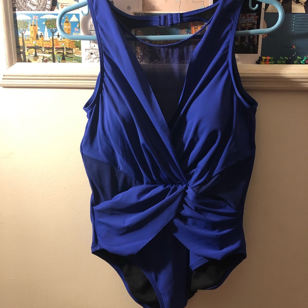 Violet Mesh Cut-Out One-Piece